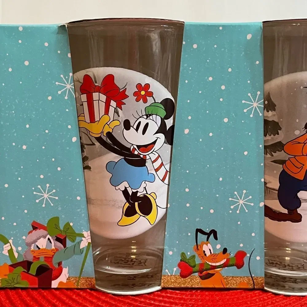 Disney Mickey Mouse Holiday Glasses set of 4 NWT